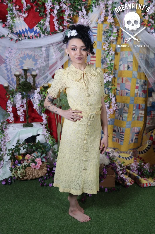 Vintage 1930's yellow lace dress Floral Lace Dress