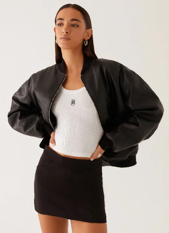 Lincoln Bomber Jacket - Black Women's cool weather jackets