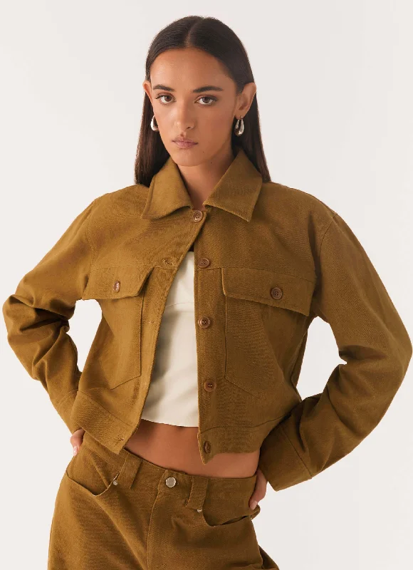 Avi Boxy Jacket - Brown Women's Adidas jackets