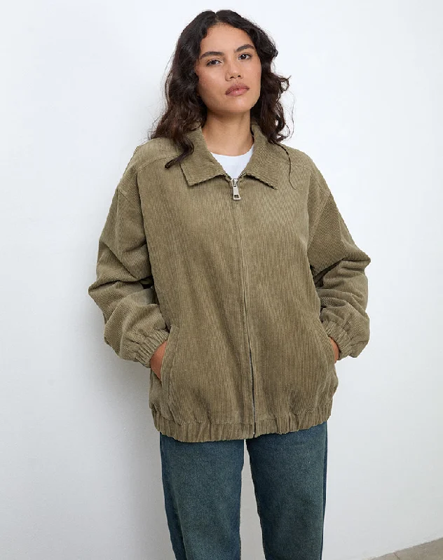 Cavita Jacket in Cord Artichoke Green Women's weekend jackets