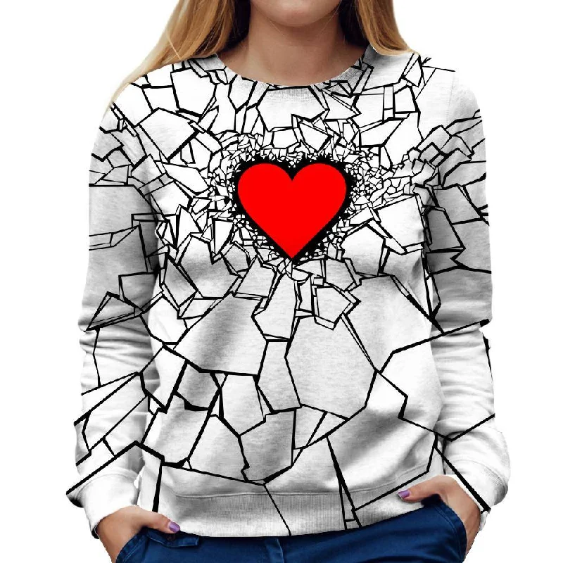 White Hearbreak Womens Sweatshirt Stylish Pullover Hoodie