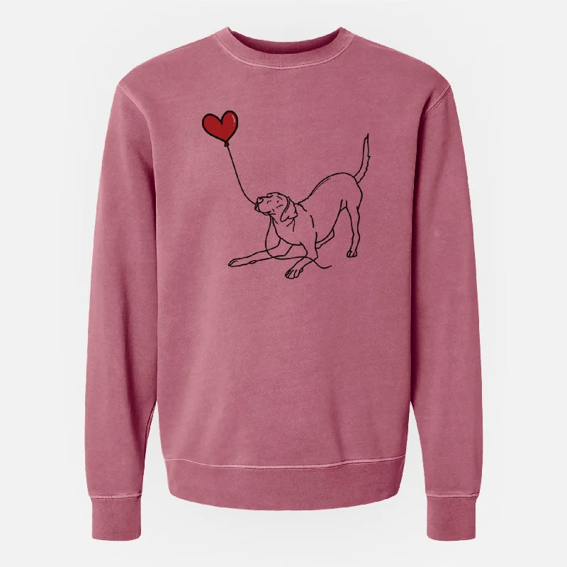 Rhodesian Ridgeback Heart String - Unisex Pigment Dyed Crew Sweatshirt Graphic Hoodie Sweatshirt