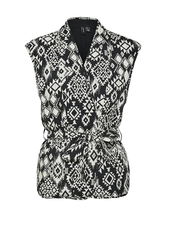 Vero Moda Gabi Aztec Print Waistcoat, Black Women's insulated jackets