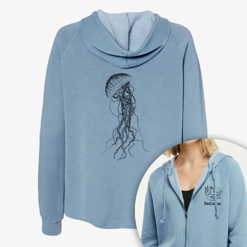 Black Sea Nettle Jellyfish - Chrysaora achlyos - Women's Cali Wave Zip-Up Sweatshirt Hoodies for Streetwear