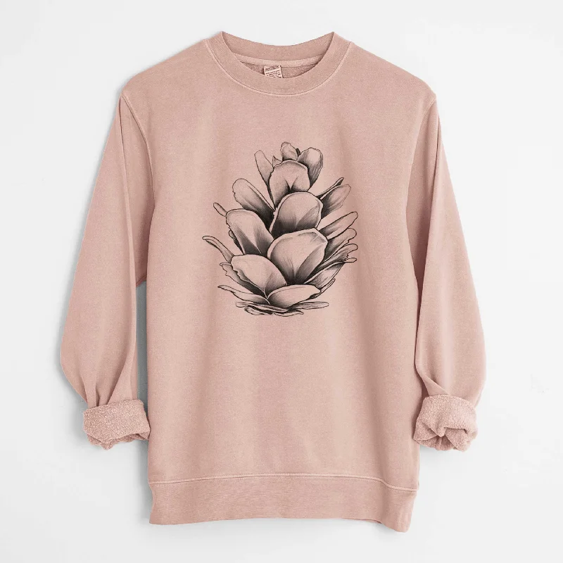 Tsuga heterophylla - Western Hemlock Pine Cone - Unisex Pigment Dyed Crew Sweatshirt Street Style Hoodies