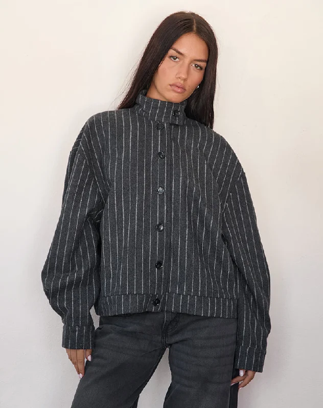 Lastika Jacket in Charcoal Pinstripe Women's elegant jackets