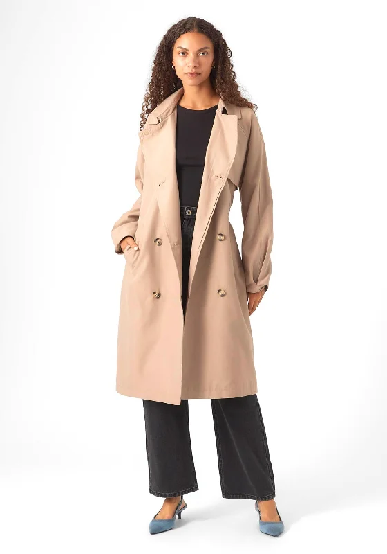 Vero Moda Doreen Long Trench Coat, Oatmeal Women's wedding guest jackets