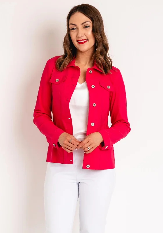 Robell Happy Denim Effect Jacket, Fuchsia Women's cotton jackets