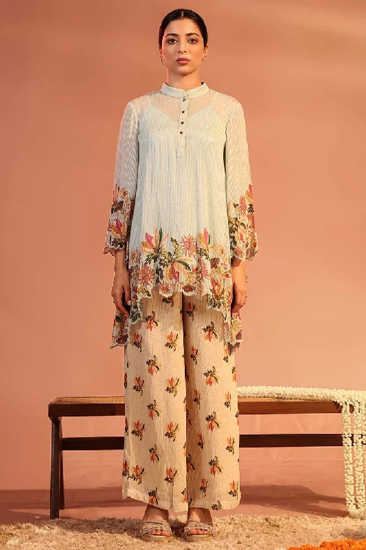 Blue Aarani Sequin Tunic & Pant Co-Ord Set
