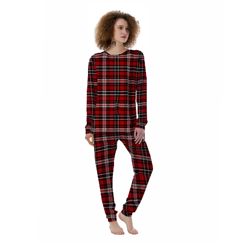 Black Red And White Tartan Print Pattern Women's Pajamas Best pajama sets for relaxing weekends