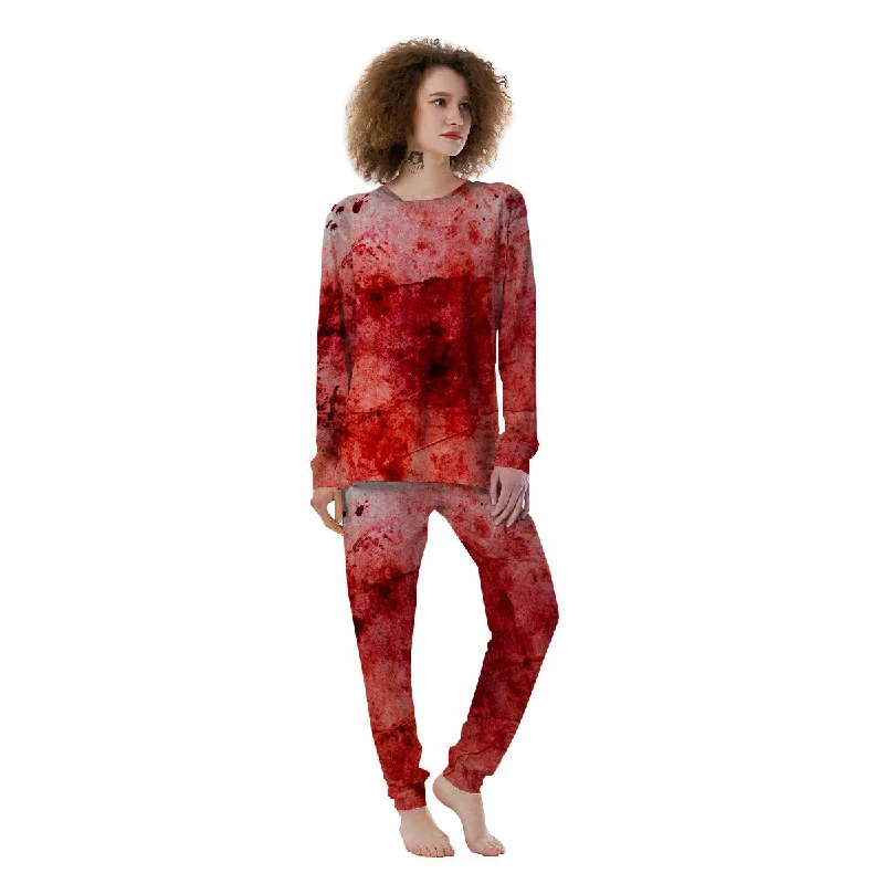 Blood Stains Red Print Women's Pajamas Best pajama sets for cold weather