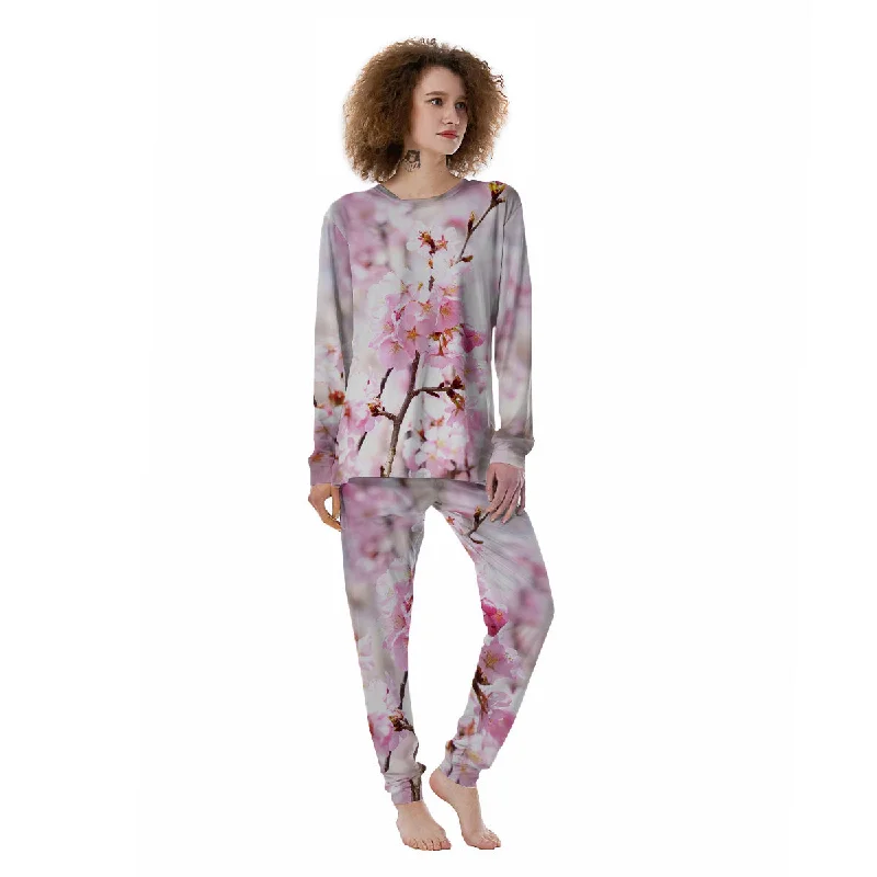 Blossom Spring Cherry Print Women's Pajamas Best pajama sets for hot sleepers