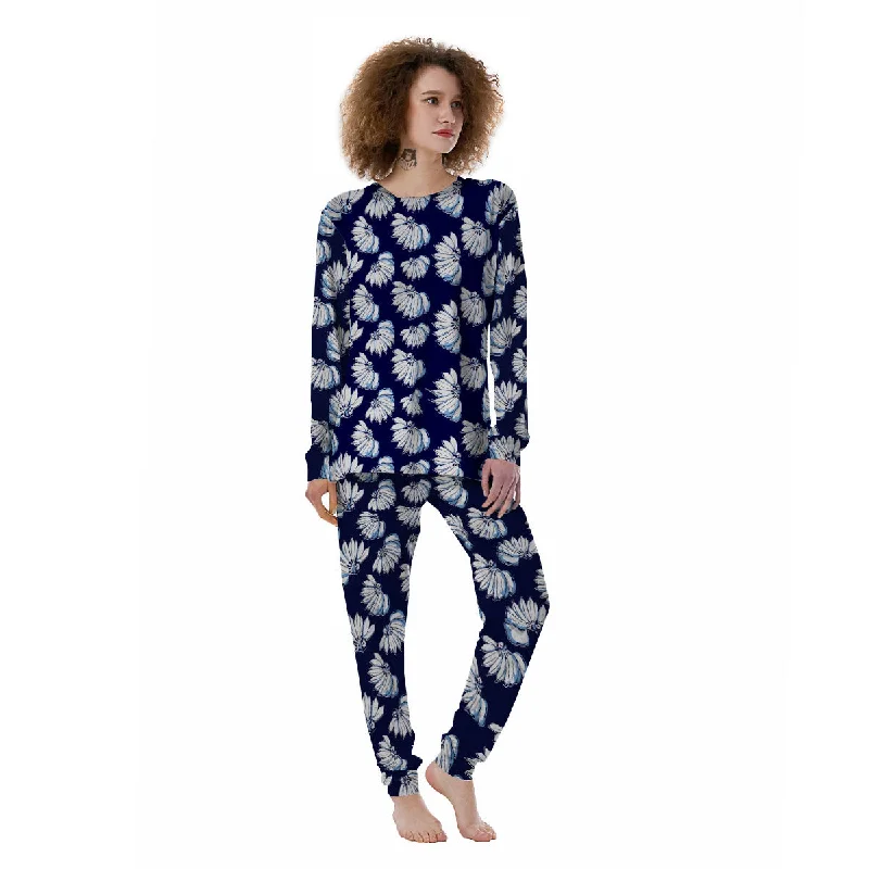 Blue Banana Retro Print Pattern Women's Pajamas Pajama sets under $50