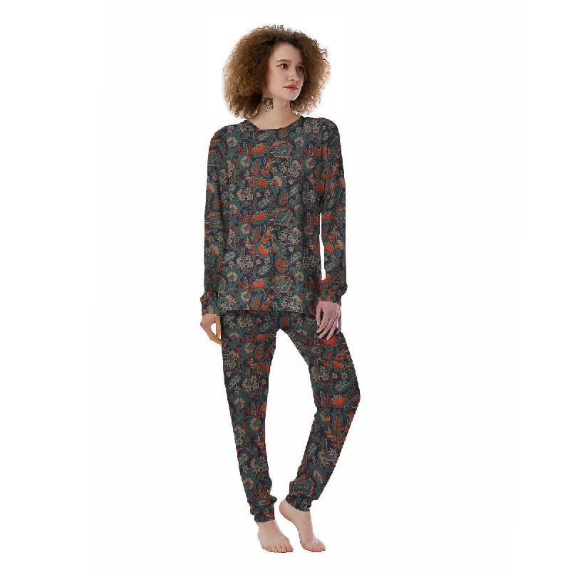 Bohemian Floral Retro Vintage Print Pattern Women's Pajamas Budget-friendly pajama sets