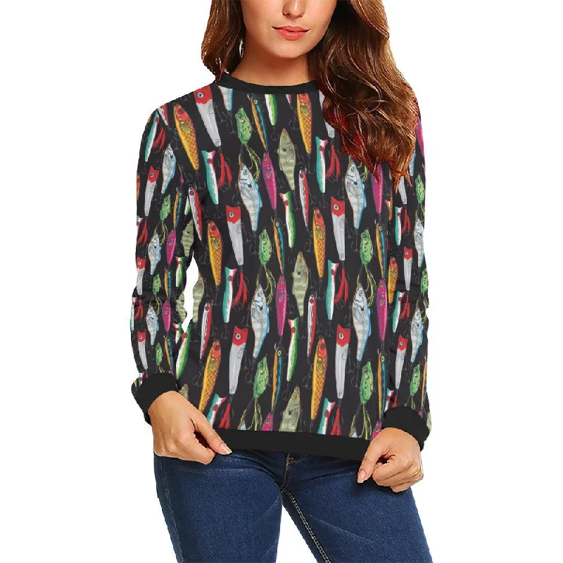 Bass Fishing Bait Print Pattern Women Crewneck Sweatshirt Luxury sweaters