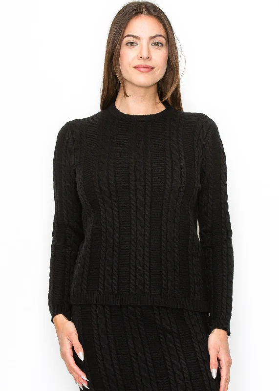 Black Cable Texture Sweater Knitted sweaters