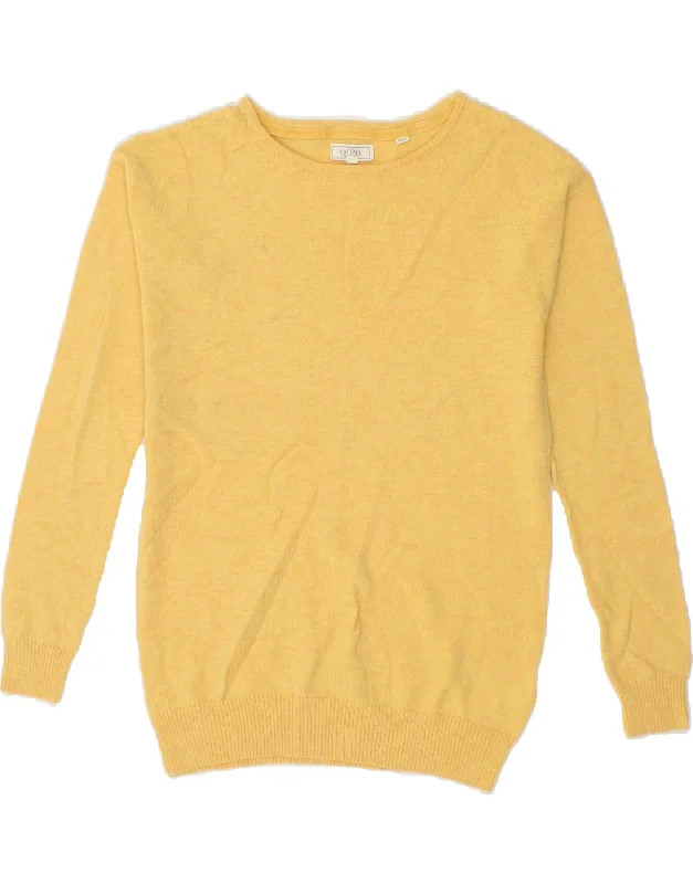 FAT FACE Womens Boat Neck Jumper Sweater UK 10 Small Yellow Wool Best sweaters for travel