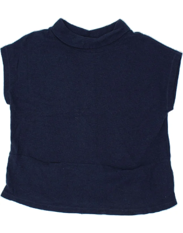 FAT FACE Womens Sleeveless Roll Neck Jumper Sweater UK 12 Medium Navy Blue Travel sweaters