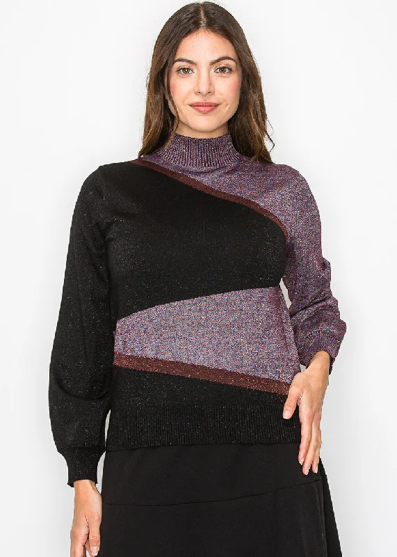 Geometric Colorblock Turtleneck Sweater Best sweaters for cozy nights