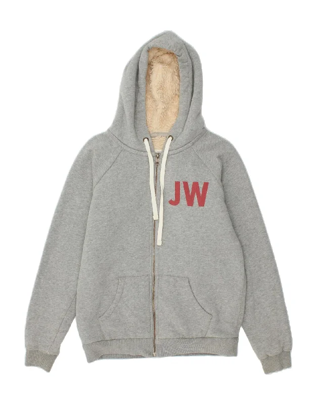 JACK WILLS Womens Graphic Zip Hoodie Sweater UK 12 Medium Grey Flecked Women's fashion sweaters sale