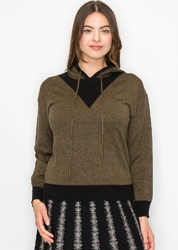 Olive & Black Modest Hoodie Eco-friendly sweaters