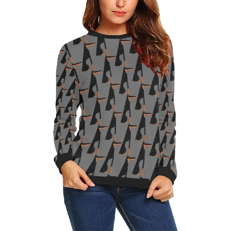 Pattern Print Doberman Dog Women Crewneck Sweatshirt Mohair sweaters