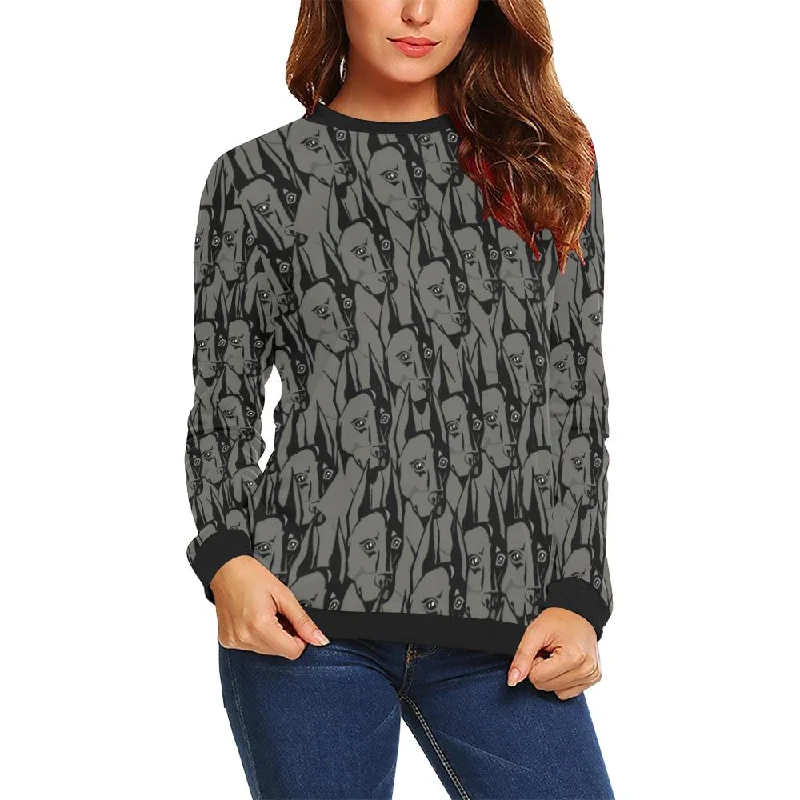 Pattern Print Dog Doberman Women Crewneck Sweatshirt Fleece sweaters