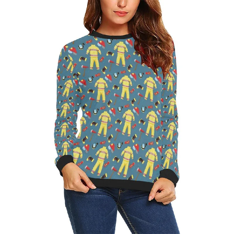 Pattern Print Firefighter Women Crewneck Sweatshirt Must-have sweaters for this season