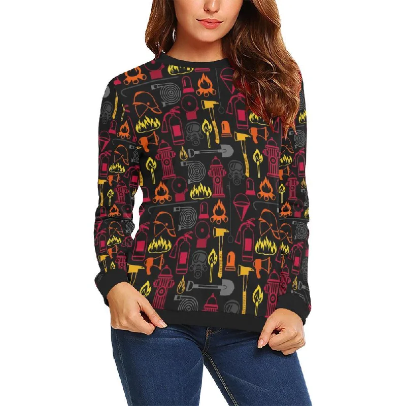 Print Pattern Firefighter Women Crewneck Sweatshirt Softest cashmere sweaters