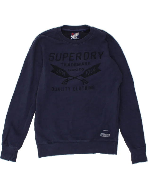 SUPERDRY Womens Graphic Sweatshirt Jumper UK 16 Large Navy Blue Cotton Nike sweaters