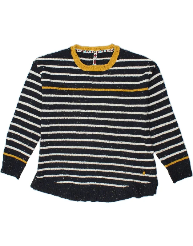 WEIRD FISH Womens Crew Neck Jumper Sweater UK 20 2XL Navy Blue Striped Men's sweaters