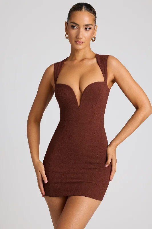 Heart Cut Out Mini Dress in Chocolate Brown Summer party mini dresses