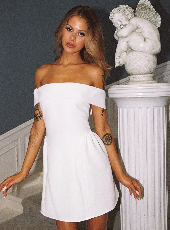 Main Character Strapless Mini Dress White Off-shoulder mini dresses