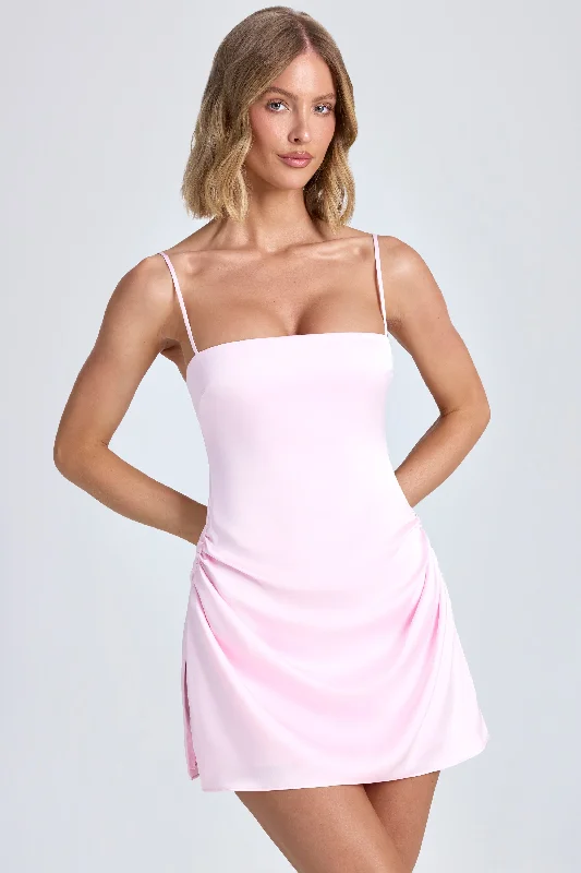 Draped A-Line Mini Dress in Blush Budget-friendly mini dresses