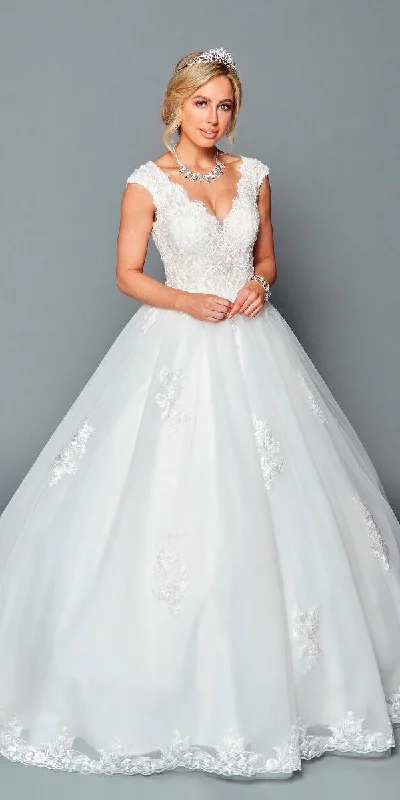 DeKlaire Bridal 452 A-Line Chapel Train Wedding Dress Sparkle Bridal Dress