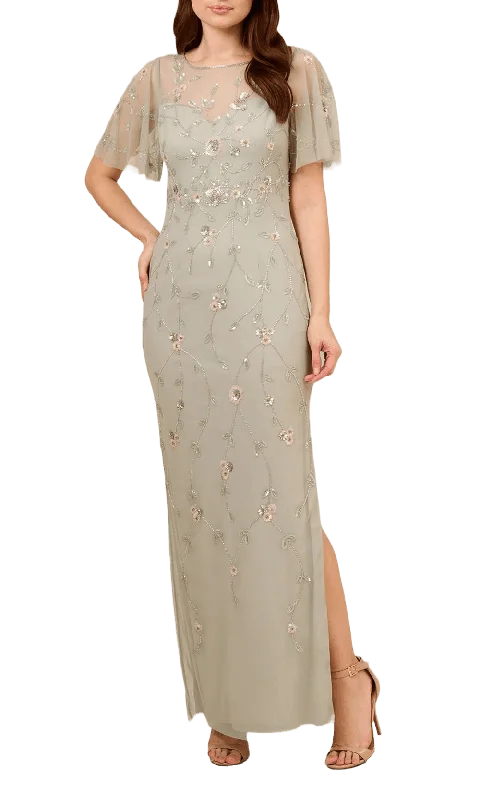 Adrianna Papell AP1E210246 - Beaded Illusion Neckline Gown Spring party dresses