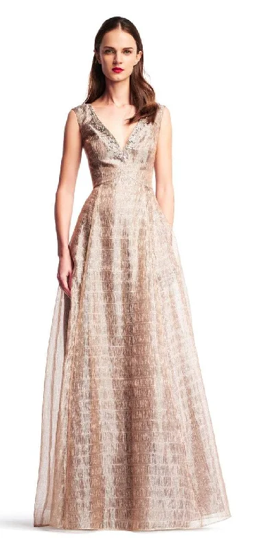 Aidan Mattox - Bead Embellished V-Neck A-Line Evening Gown MD1E200878 - 1 pc Sepia in Size 0 Available Versatile party dresses for any occasion