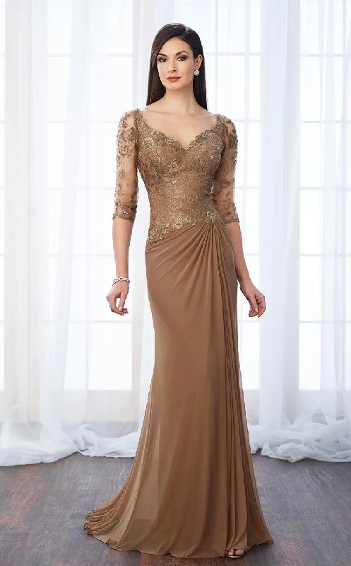 Mon Cheri 217646W Classy Lace and Mesh Gown Vintage party dresses