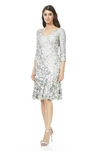 Theia - Quarter Sleeve Petal Ornate A-Line Cocktail Dress 883099 - 1 pc Mist In Size 6 Available Garden party dresses