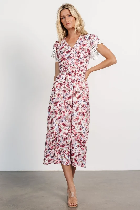 Aliyah Midi Dress | Berry Floral Best midi dresses for elegant looks