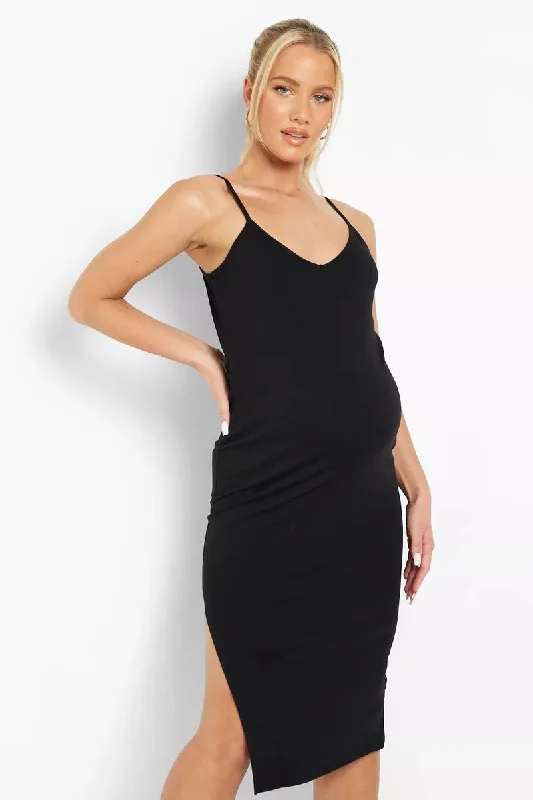 Boohoo Maternity Strappy Side Split Midi Womens Dress Best midi dresses for formal events