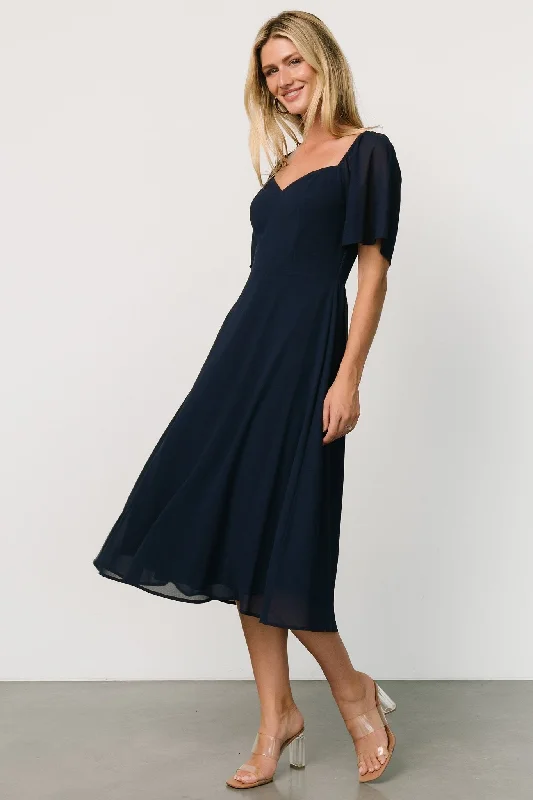 Colette Sweetheart Midi Dress | Navy Y2K midi dresses