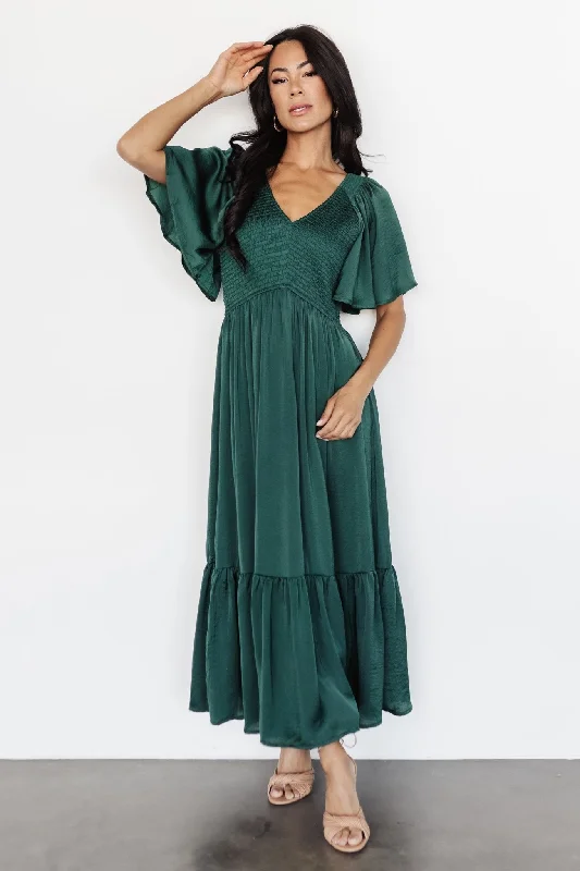 Lovell Smocked Midi Dress | Emerald Clubbing midi dresses