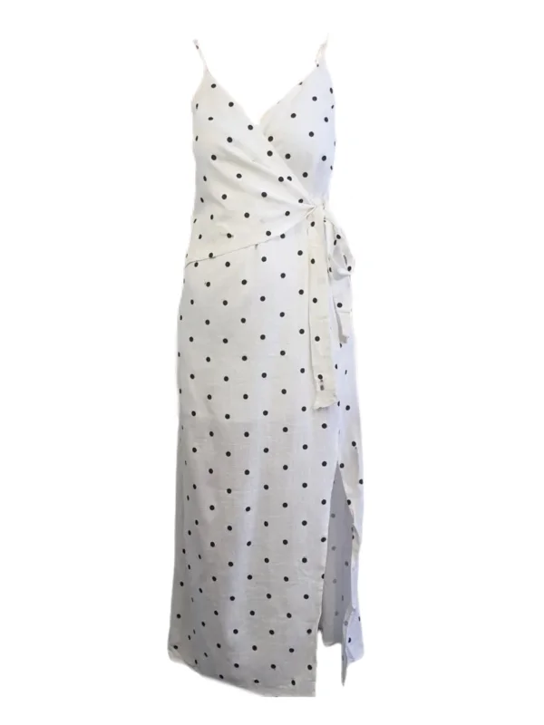 MADISON THE LABEL Women's White Maxi A-Line Slitted Dress #MS0209 X-Small NWT Ruffled maxi dresses