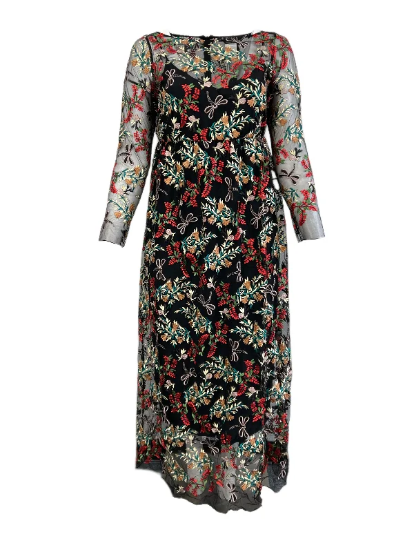 Marina Rinaldi Women's Nero Desideri Embroidered Long Sleeve Dress NWT Vintage maxi dresses