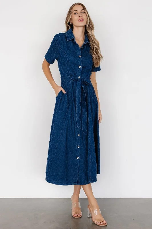 Sheryl Midi Dress | Denim Blue Luxury midi dresses