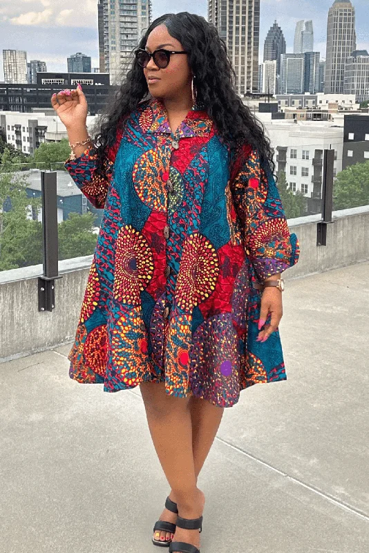 Eclectic Circle long sleeve Print Dress Mini floral dresses