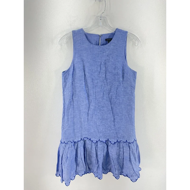 Ann Taylor Blue Linen Mini Sundress (Womens Petite 0) Mini Skirt Vibes