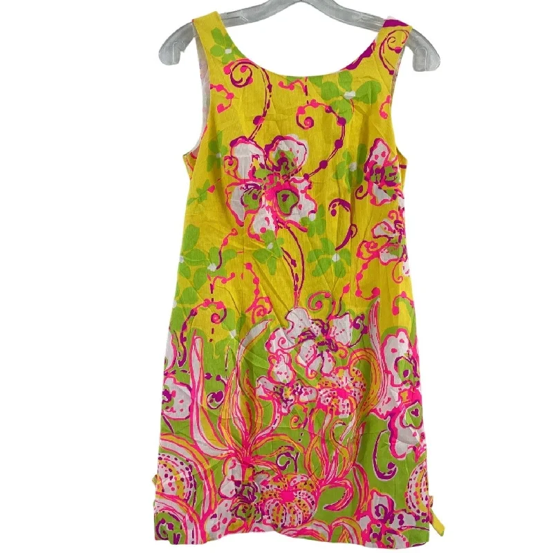 Lilly Pulitzer Yellow Floral Low Scoop Back Cotton Mini Shift Dress Womens 0 NWT Mini Skirt Look