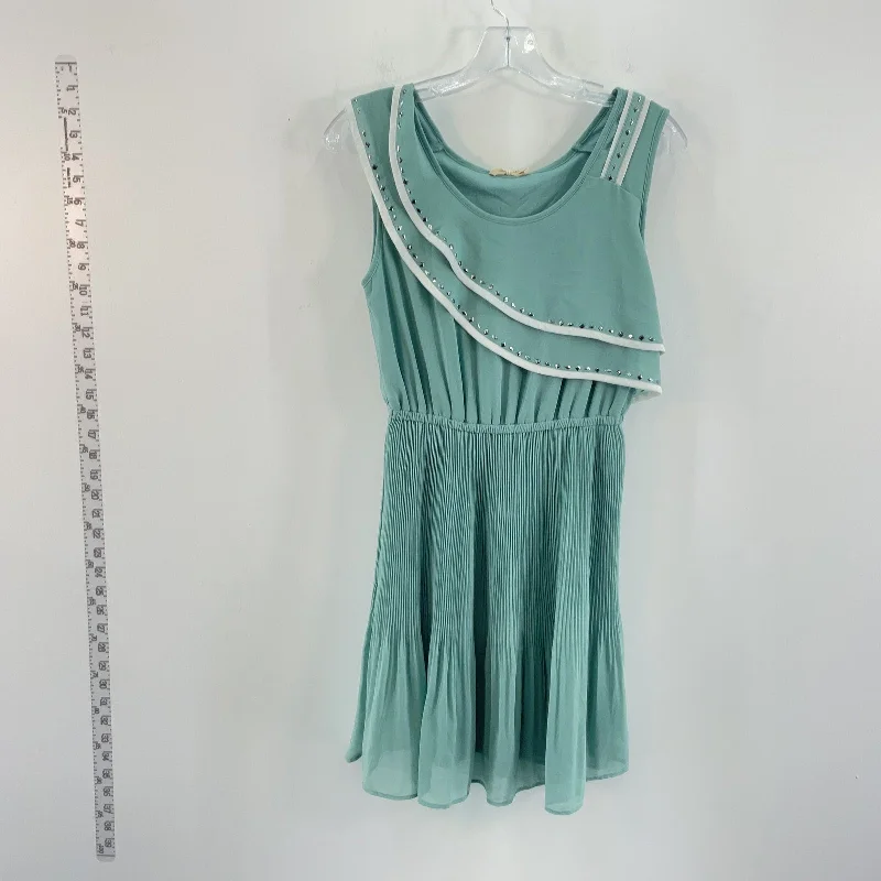 NWT Lovely Royce Green Short Sleeve Mini Pleated Blouson Dress - Women's Size S Pleated Denim Skirt